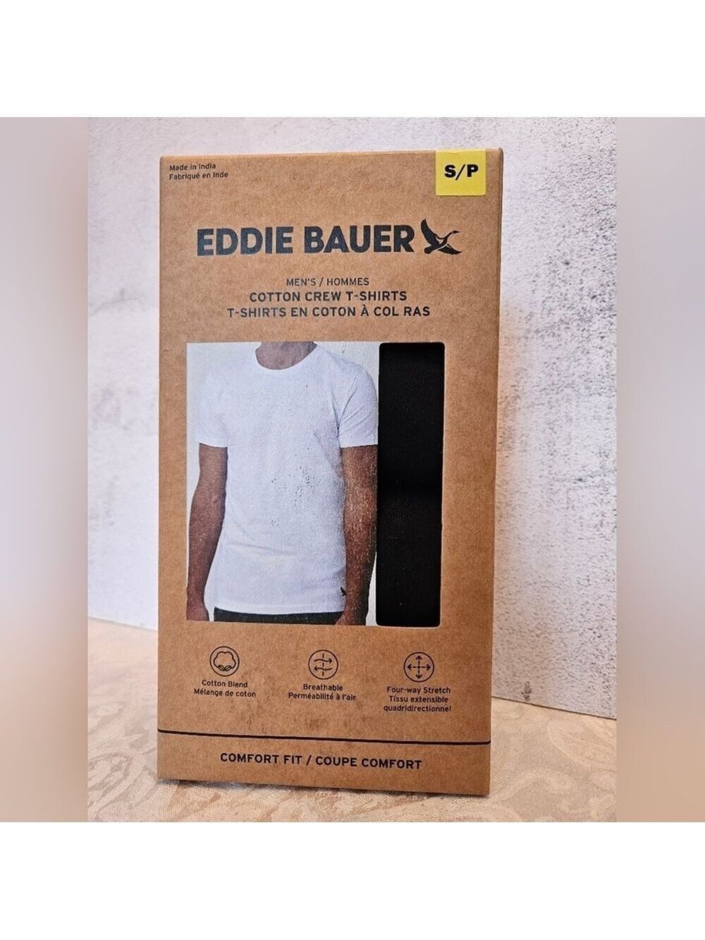 Eddie Bauer Size Small Black 4 Pack of Cotton Crew T-Shirts